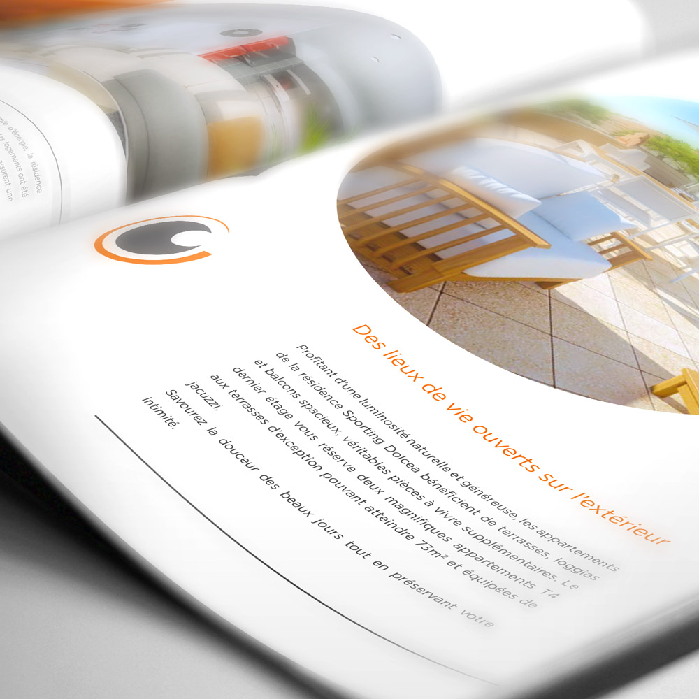 Réalisation graphique de la brochure Dolcea pour Sporting Promotion